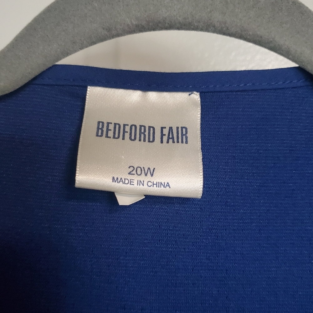 Bedford Fair Navy & Teal Lightweight KNIT Button-up Women's Size 20W - Picture 7 of 12